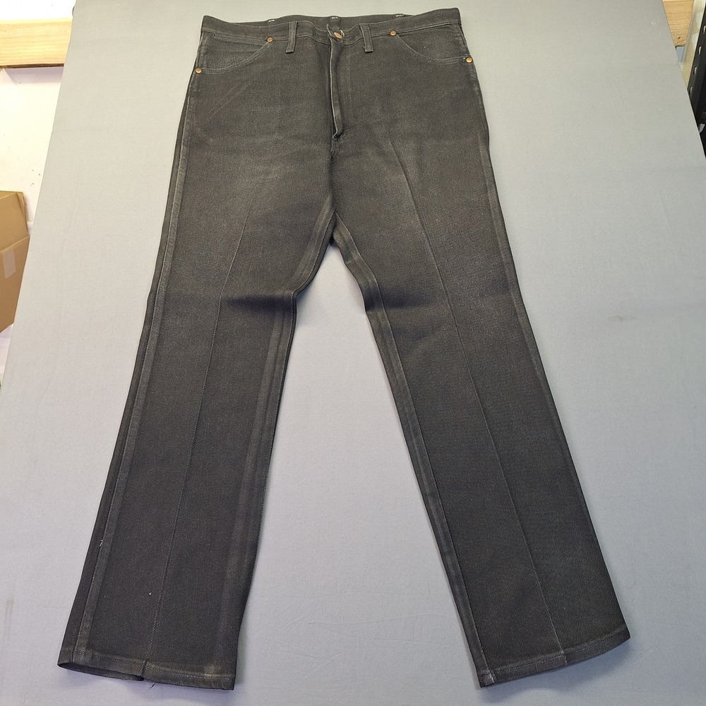 Wrangler 937BLK Cowboy Cut Jeans Mens 38x30 Black Faded Made in USA Vintage
